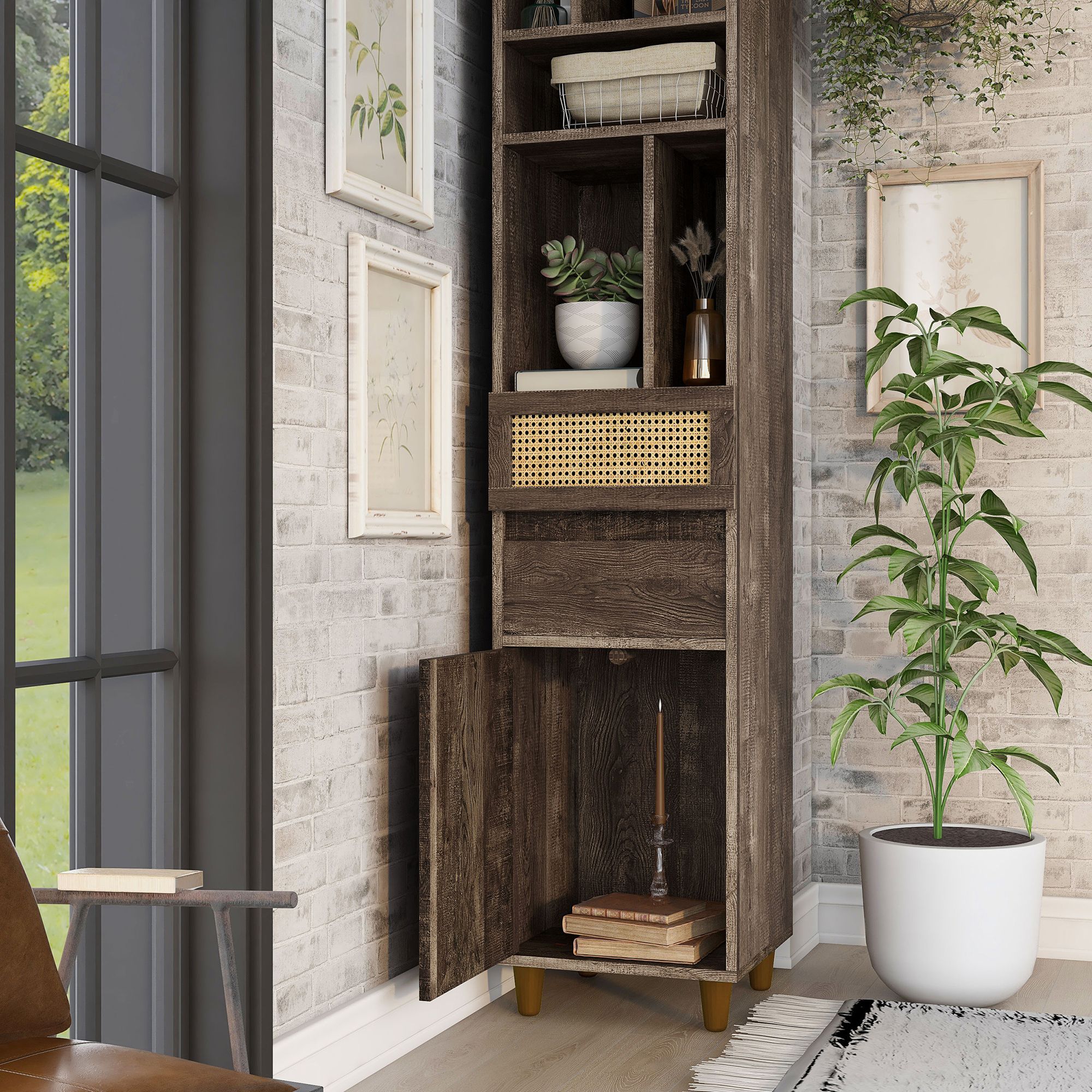 Riddle 15 3/4" Wide Reclaimed Oak Wood 2-Drawer TV Tower