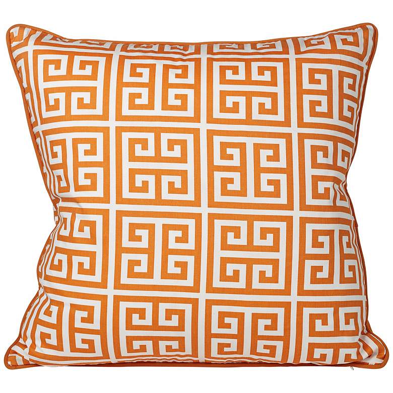 Image 1 Riddle 20 inch Square Orange Greek Key Pillow
