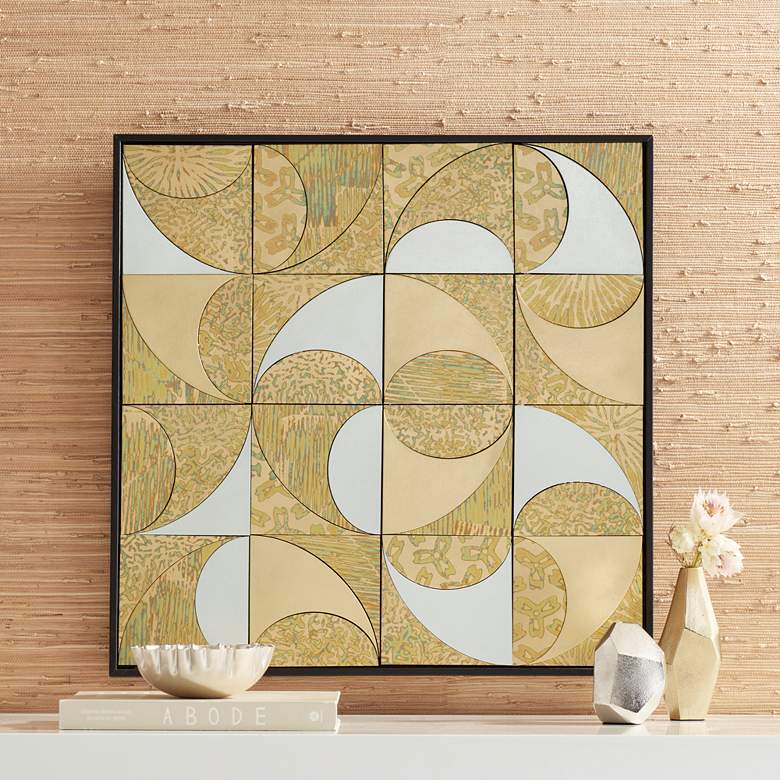 Image 1 Ridenour 23 1/2" Square Gold Shadow Box Framed Wood Wall Art