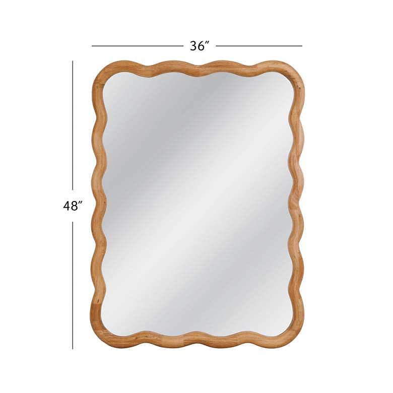 Image 7 Rider Brown Wood 36" x 48" Wavy Rectangular Wall Mirror more views