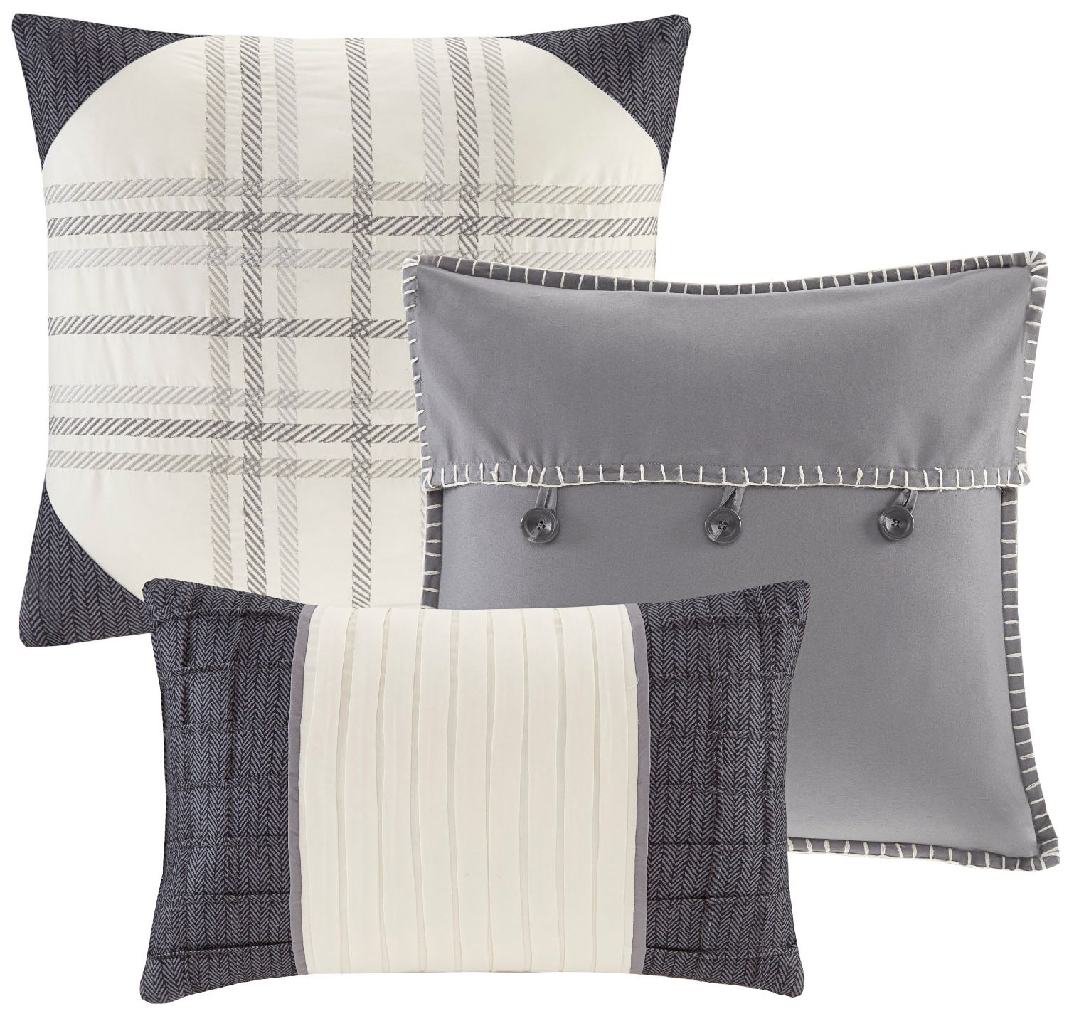 Ridge Gray Plaid King 7-Piece Comforter Set