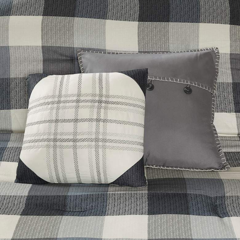 Image 3 Ridge Gray Plaid Queen 7-Piece Comforter Set more views