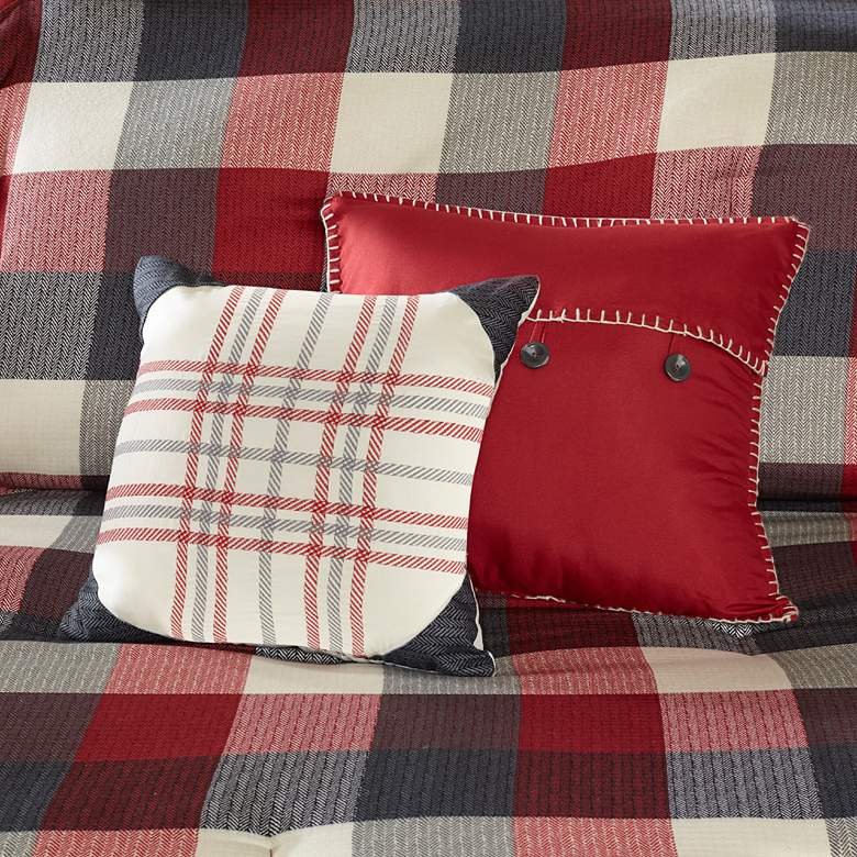 Image 4 Ridge Red Plaid Queen 7-Piece Comforter Set more views