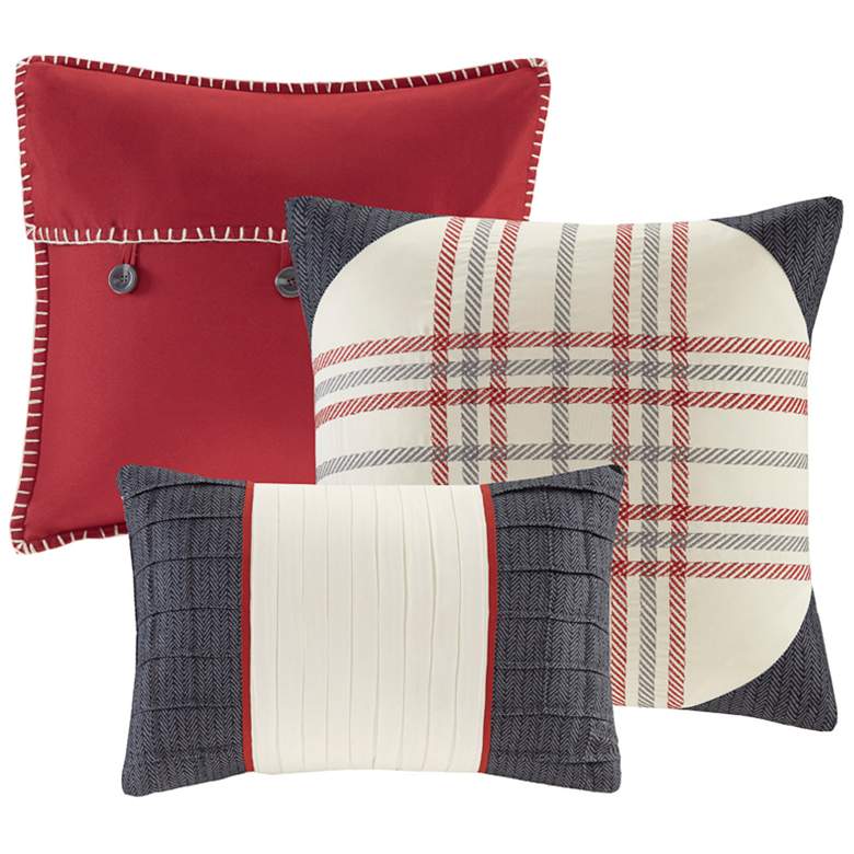 Image 6 Ridge Red Plaid Queen 7-Piece Comforter Set more views