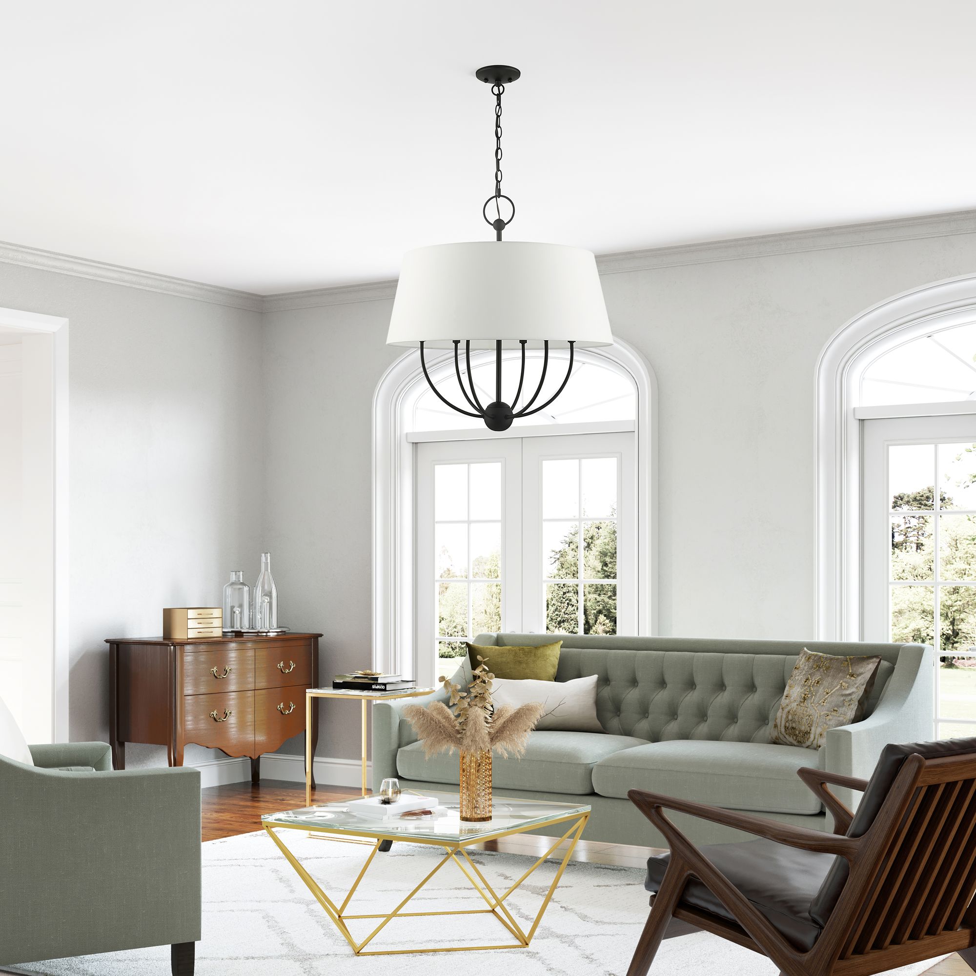 Ridgecrest 24" Wide Black 6-Light Drum Chandelier