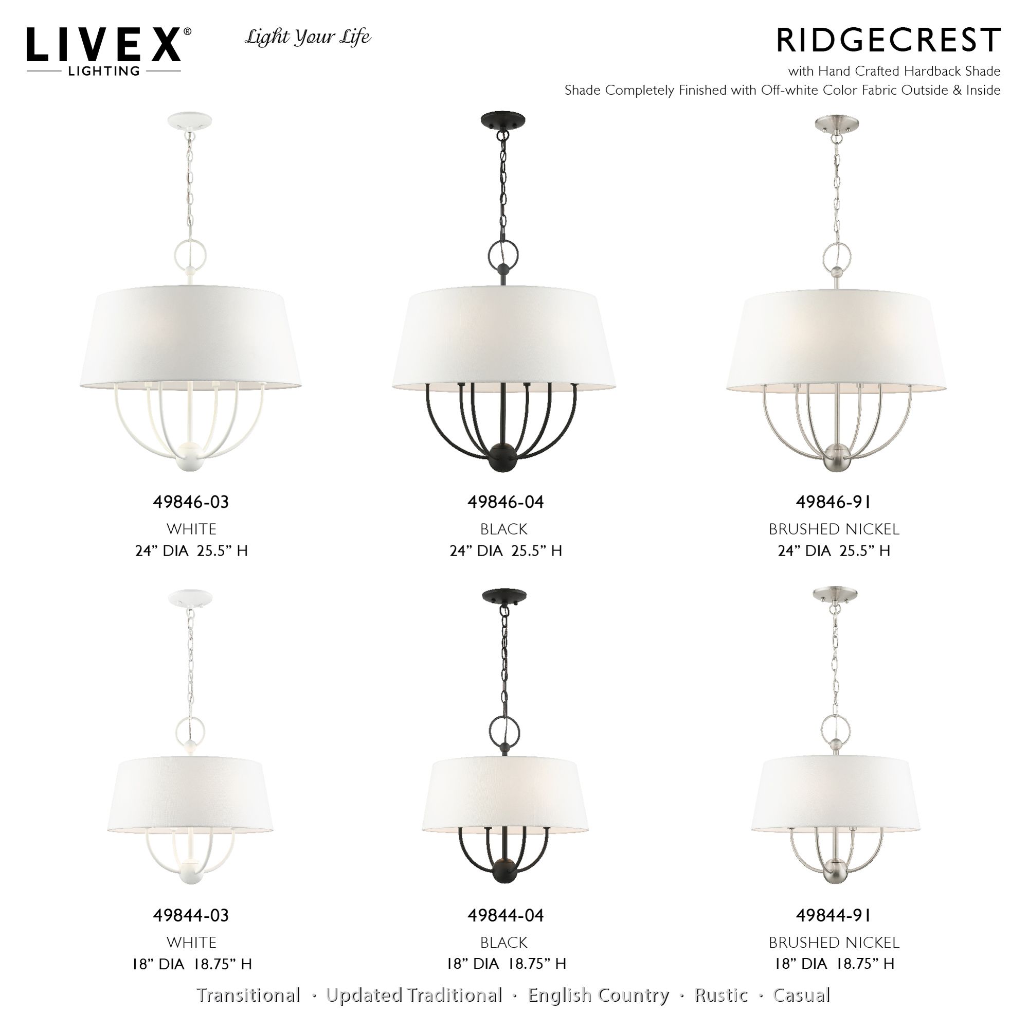 Ridgecrest 4 Light White Pendant Chandelier