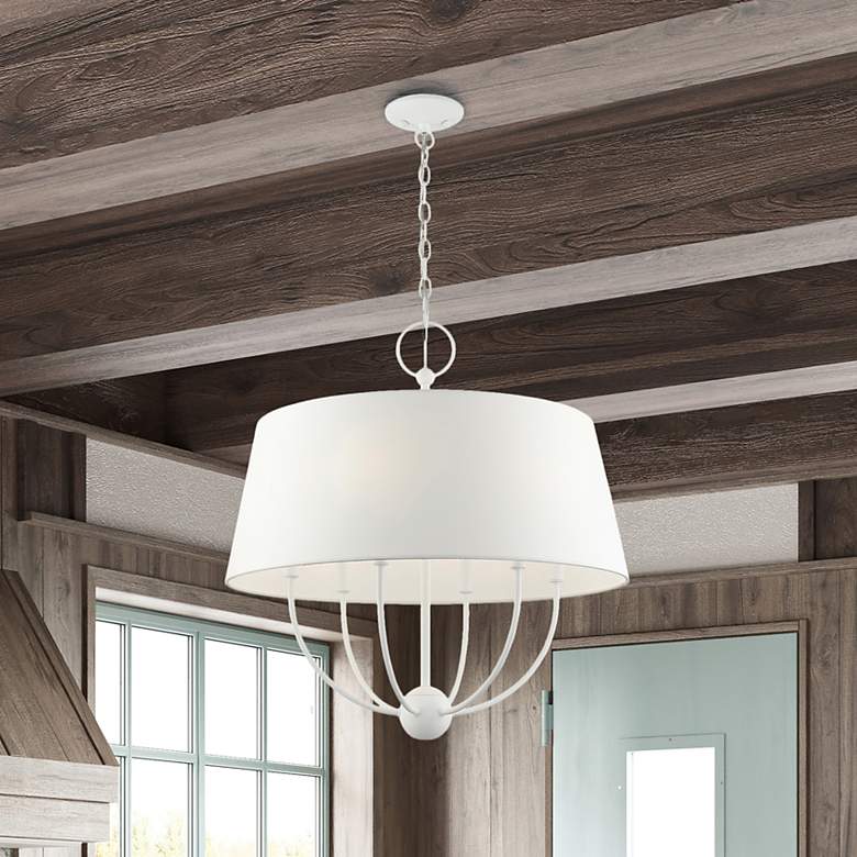 Image 1 Ridgecrest 6 Light White Pendant Chandelier