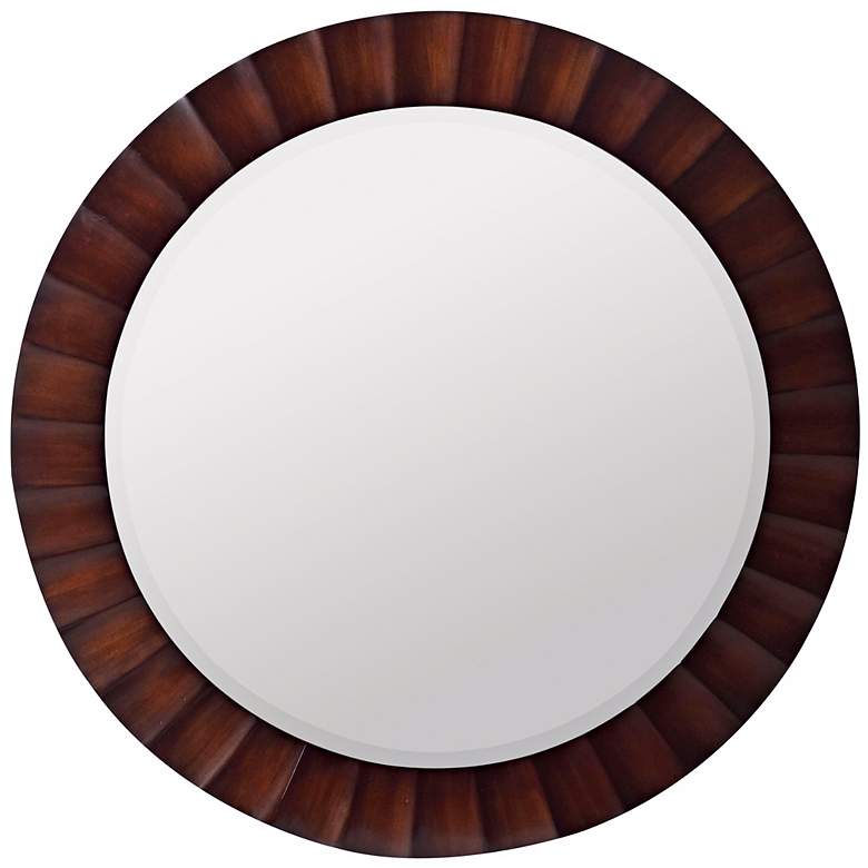 Image 1 Ridged Dark Brown 36 inch Round Wall Mirror