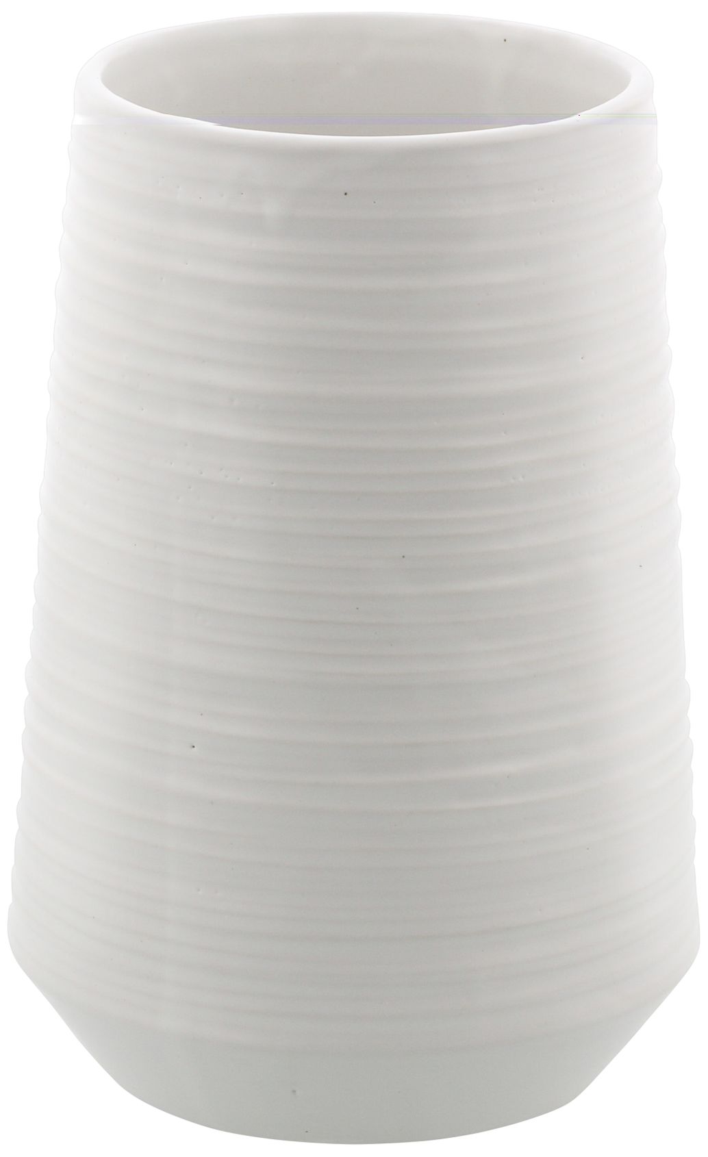 Ridged Texture 7"H Brushed White Porcelain Decorative Vase Image 2
