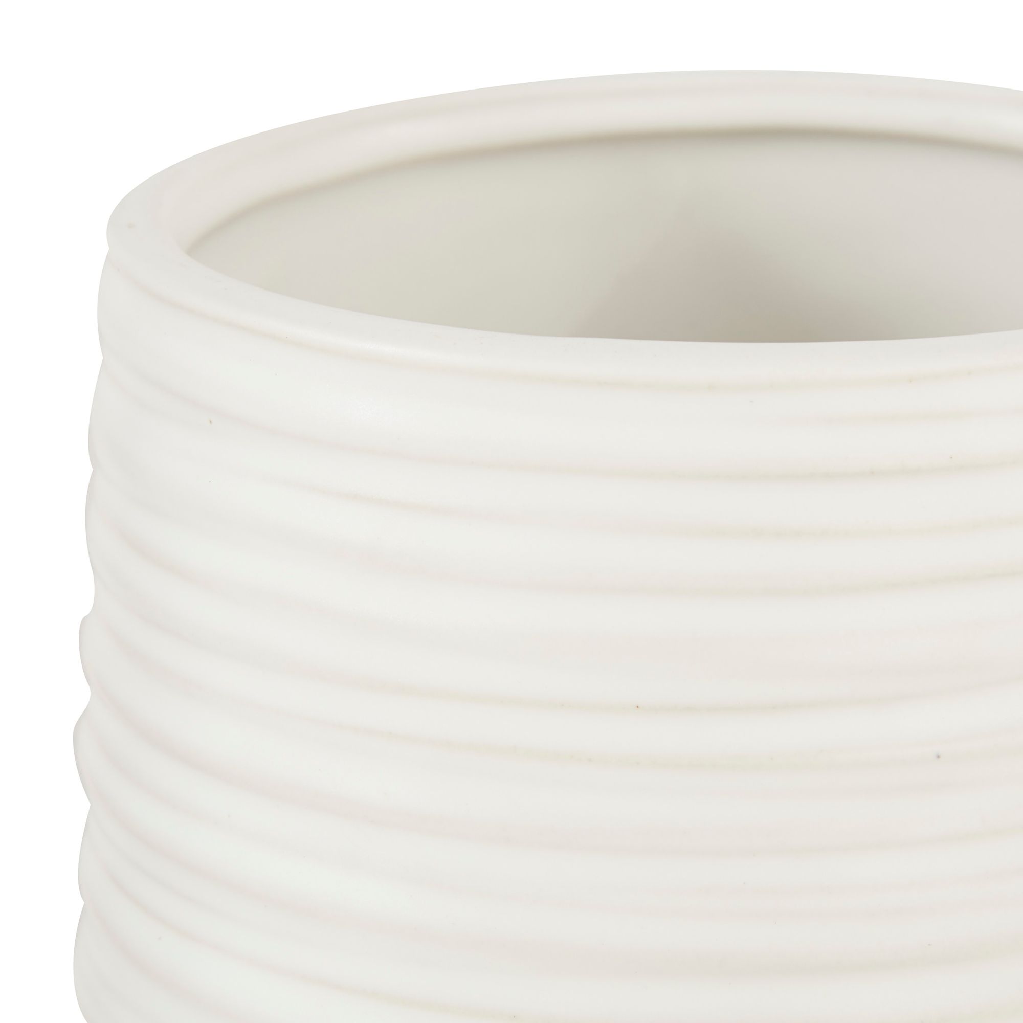 Ridged Texture 7"H Brushed White Porcelain Decorative Vase Image 3