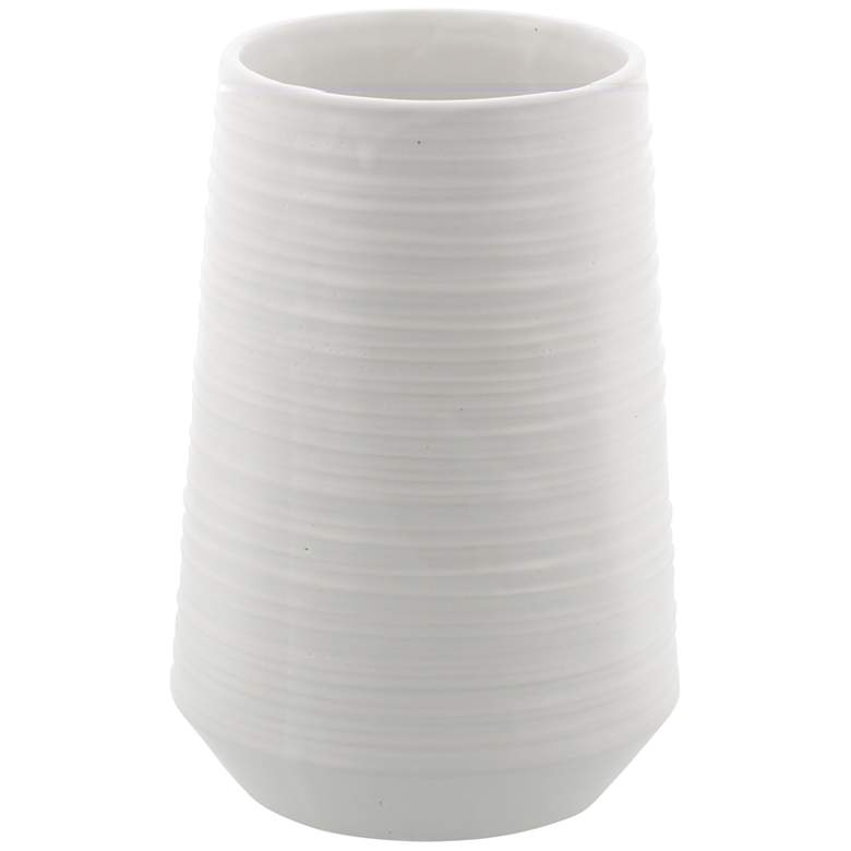 Image 2 Ridged Texture 7 inchH Brushed White Porcelain Decorative Vase
