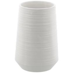 Ridged Texture 7&quot;H Brushed White Porcelain Decorative Vase