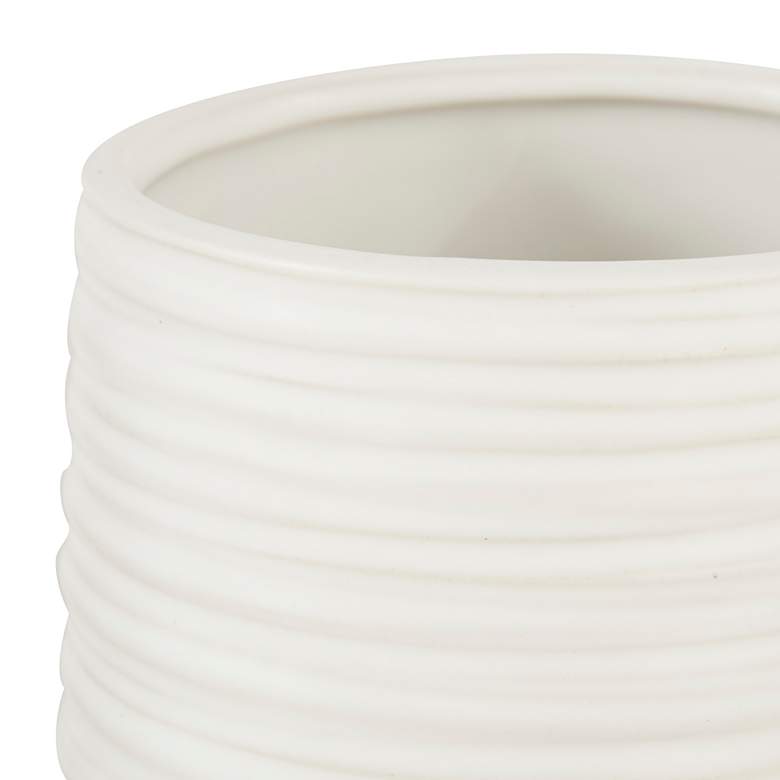 Image 3 Ridged Texture 7"H Brushed White Porcelain Decorative Vase more views