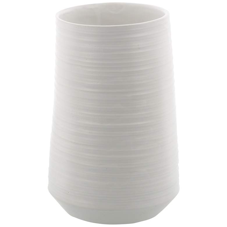 Image 2 Ridged Texture 9" High Brushed White Porcelain Decorative Vase