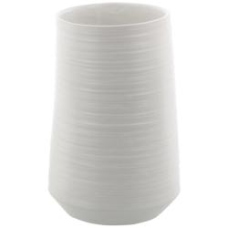 Ridged Texture 9&quot; High Brushed White Porcelain Decorative Vase