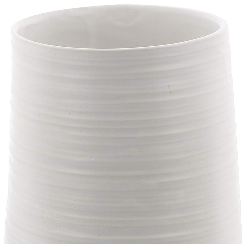 Image 3 Ridged Texture 9" High Brushed White Porcelain Decorative Vase more views