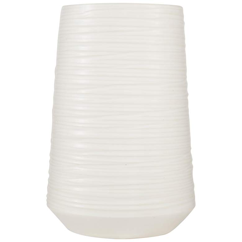 Image 4 Ridged Texture 9 inch High Brushed White Porcelain Decorative Vase more views