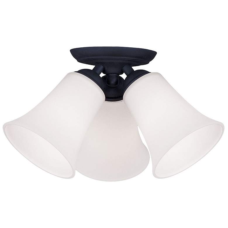 Image 1 Ridgedale 13-in W Black Frosted Glass Semi-Flush Mount Light