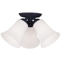 Ridgedale 13-in W Black Frosted Glass Semi-Flush Mount Light