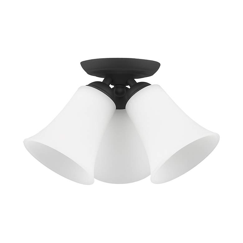 Image 3 Ridgedale 13-in W Black Frosted Glass Semi-Flush Mount Light more views