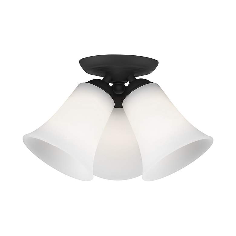 Image 4 Ridgedale 13-in W Black Frosted Glass Semi-Flush Mount Light more views