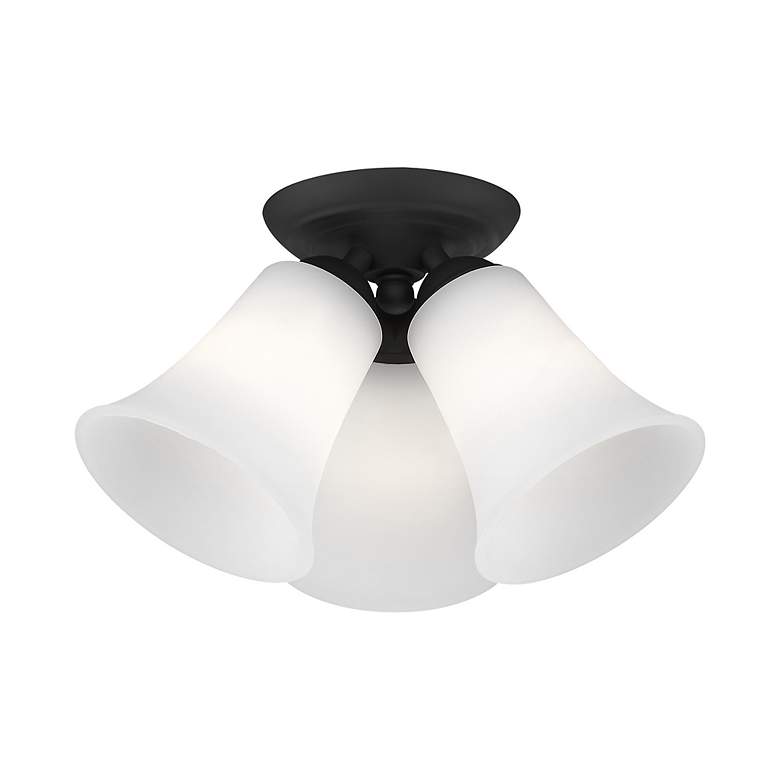 Image 5 Ridgedale 13-in W Black Frosted Glass Semi-Flush Mount Light more views