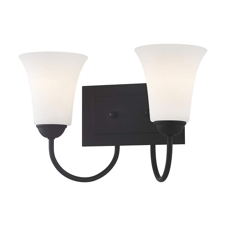 Image 4 Ridgedale 14.5-in W 2-Light Black Arm Wall Sconce more views