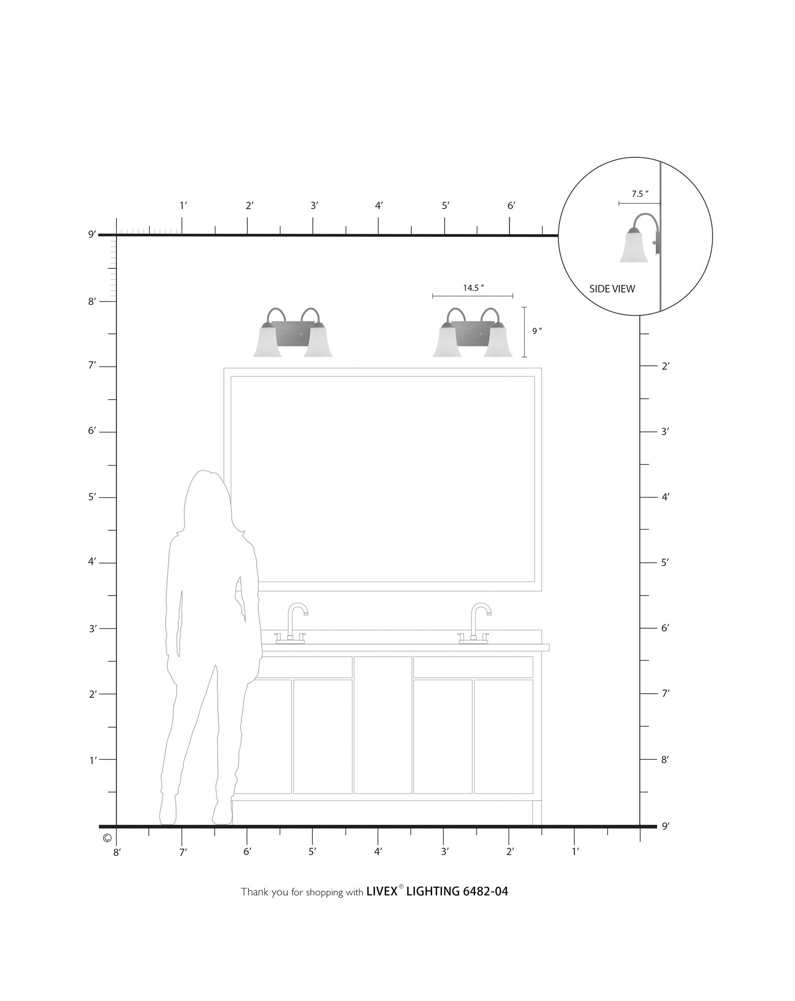 Ridgedale 14.5-in W 2-Light Black Arm Wall Sconce
