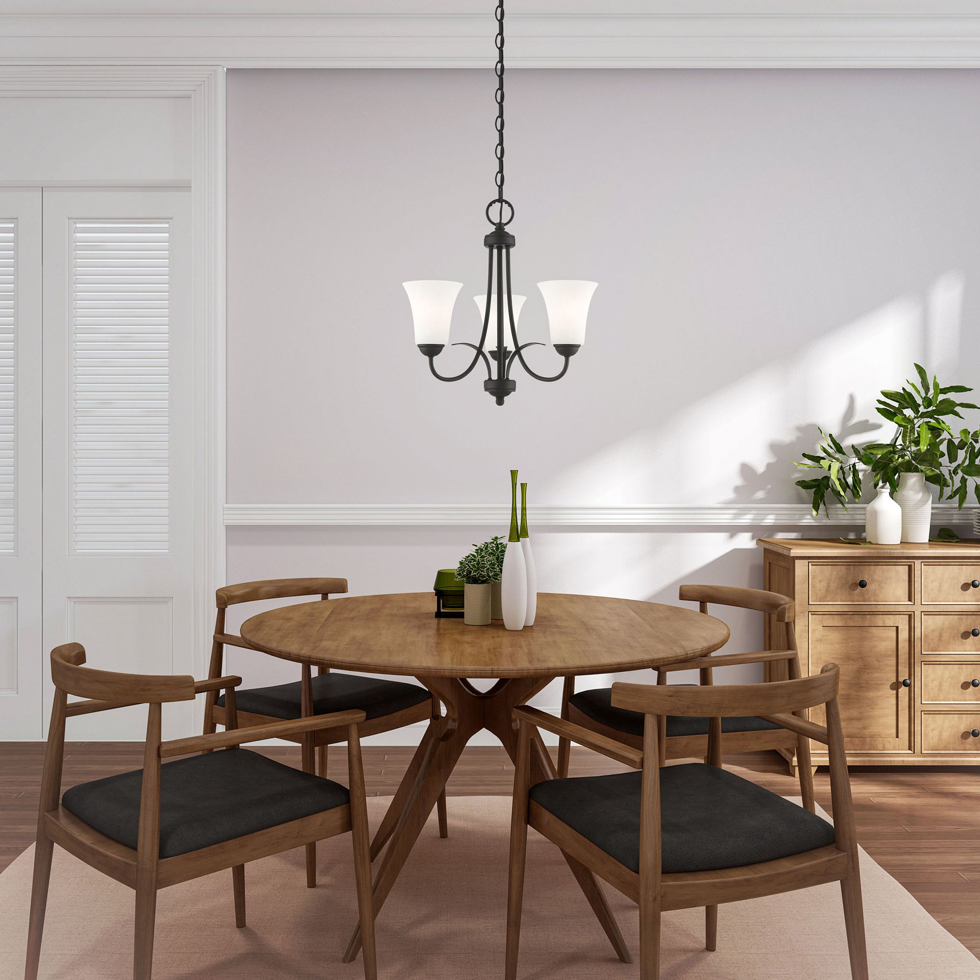 Ridgedale 18-in 3-Light Black Shaded Chandelier