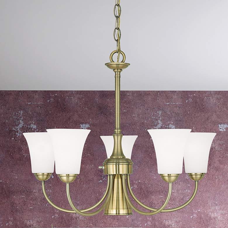 Image 2 Ridgedale 25 1/2" Wide Antique Brass 6-Light Chandelier