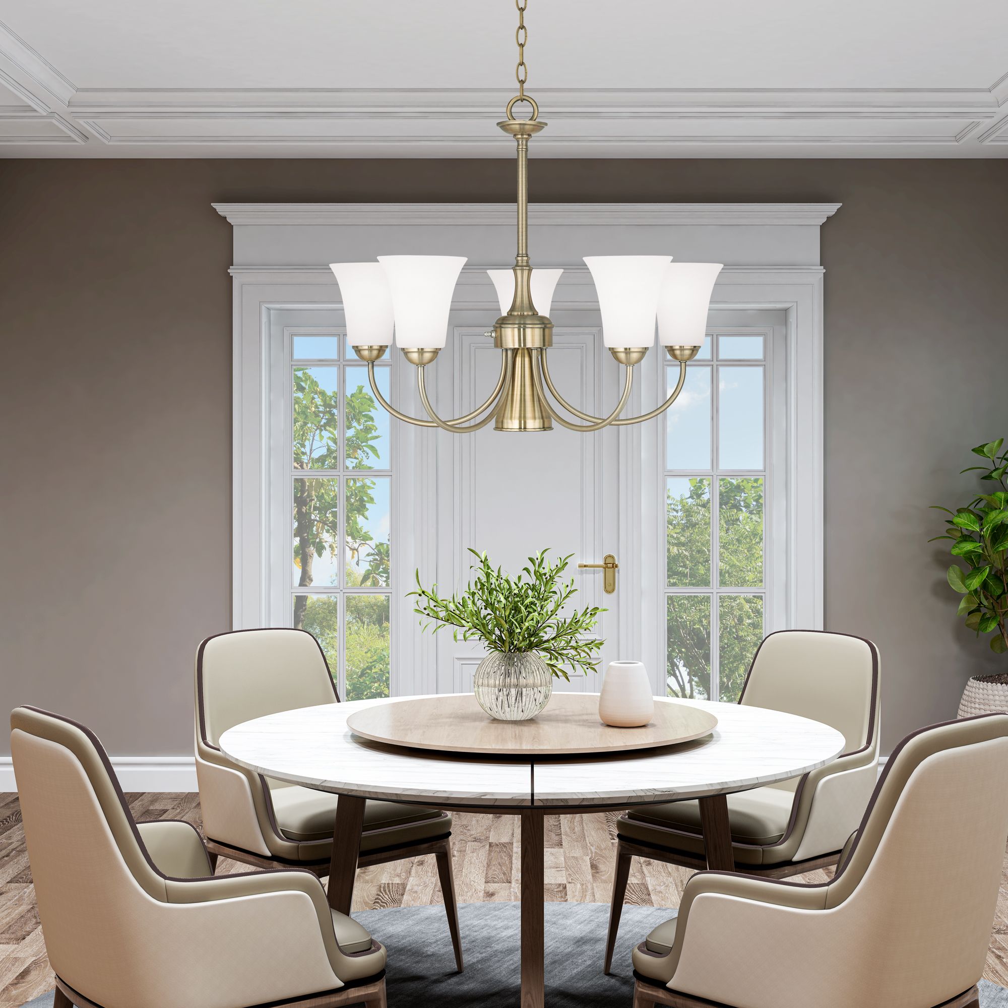 Ridgedale 25 1/2" Wide Antique Brass 6-Light Chandelier in scene