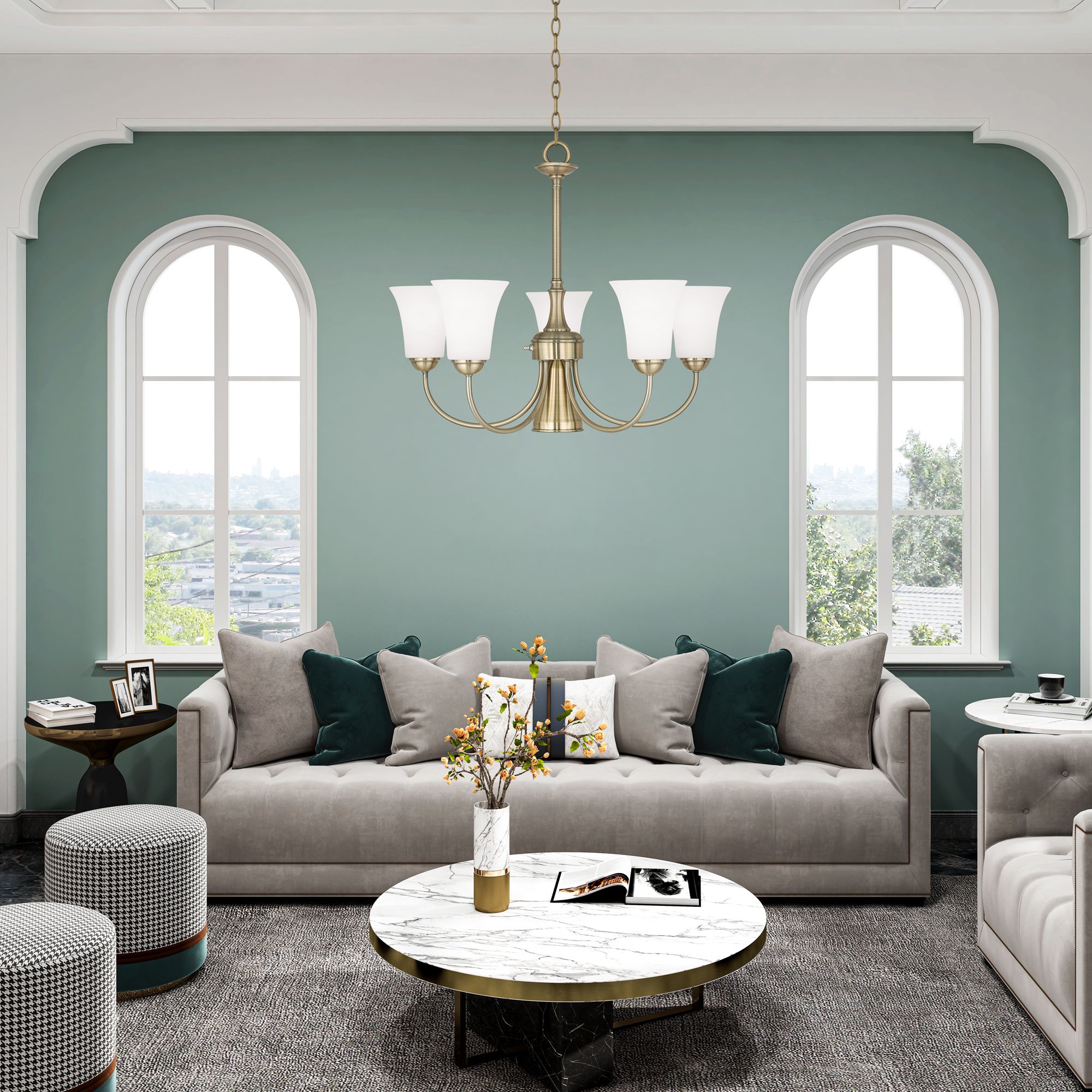 Ridgedale 25 1/2" Wide Antique Brass 6-Light Chandelier in scene