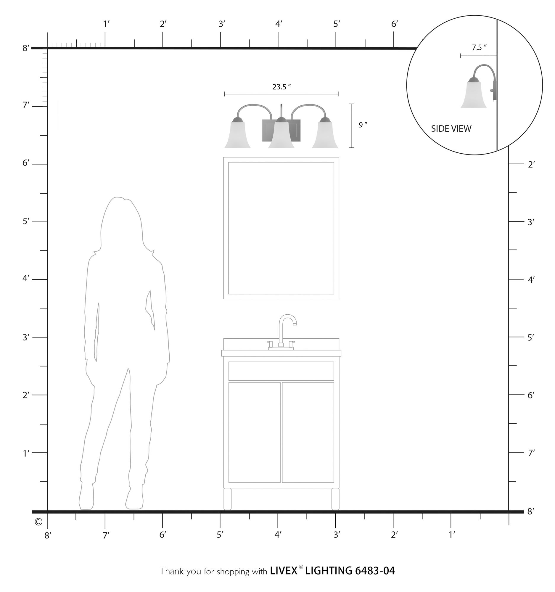 Ridgedale 3-Light 9-in Black Bell Vanity Light