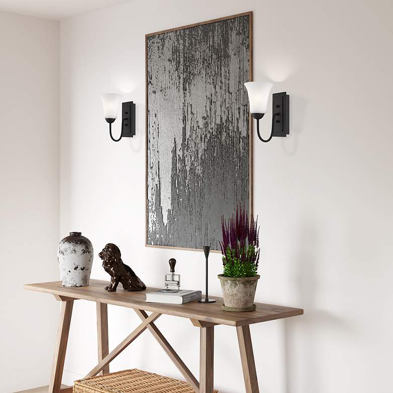 Image 7 Ridgedale 5.5-in W 1-Light Black Arm Wall Sconce more views