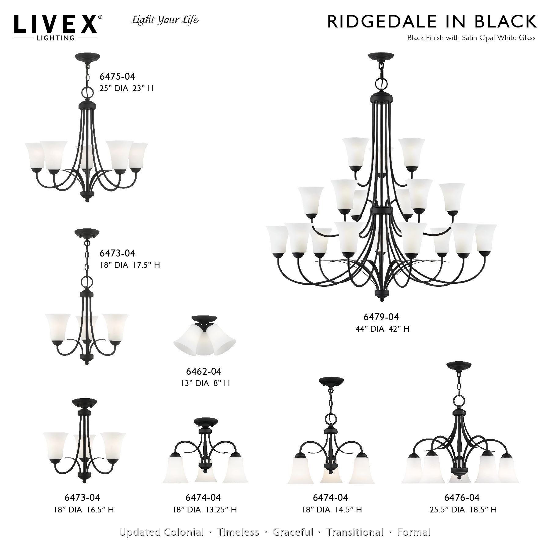 Ridgedale 5-Light Black Shaded Chandelier