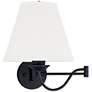 Ridgedale Black Swing Arm Wall Lamp with Off-White Shade