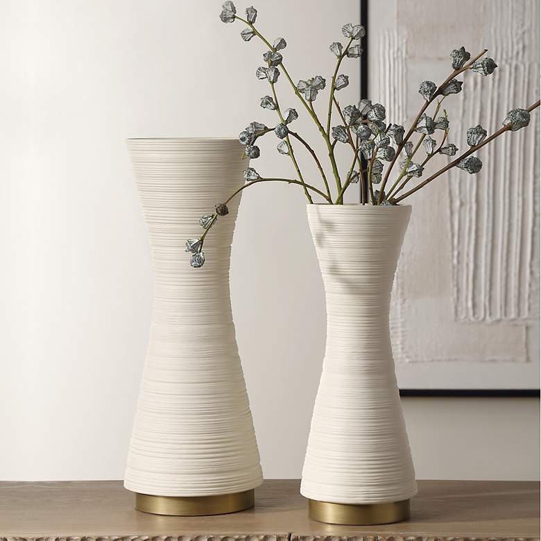 Image 1 Ridgeline Set of 2 White Ceramic Vases