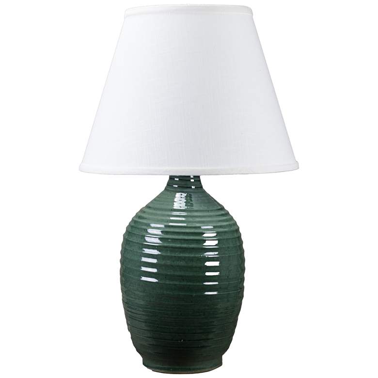 Image 1 Ridges Green Ceramic Table Lamp with Pine Green Glaze