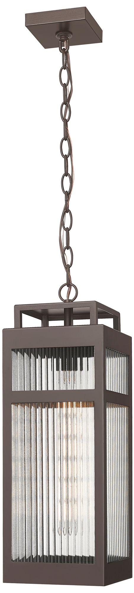 Ridgeway 20" Bronze Coastal Outdoor Pendant With Striped Clear Glass