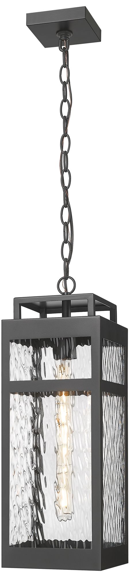Ridgeway 20" Matte Black Coastal Outdoor Pendant With Water Glass