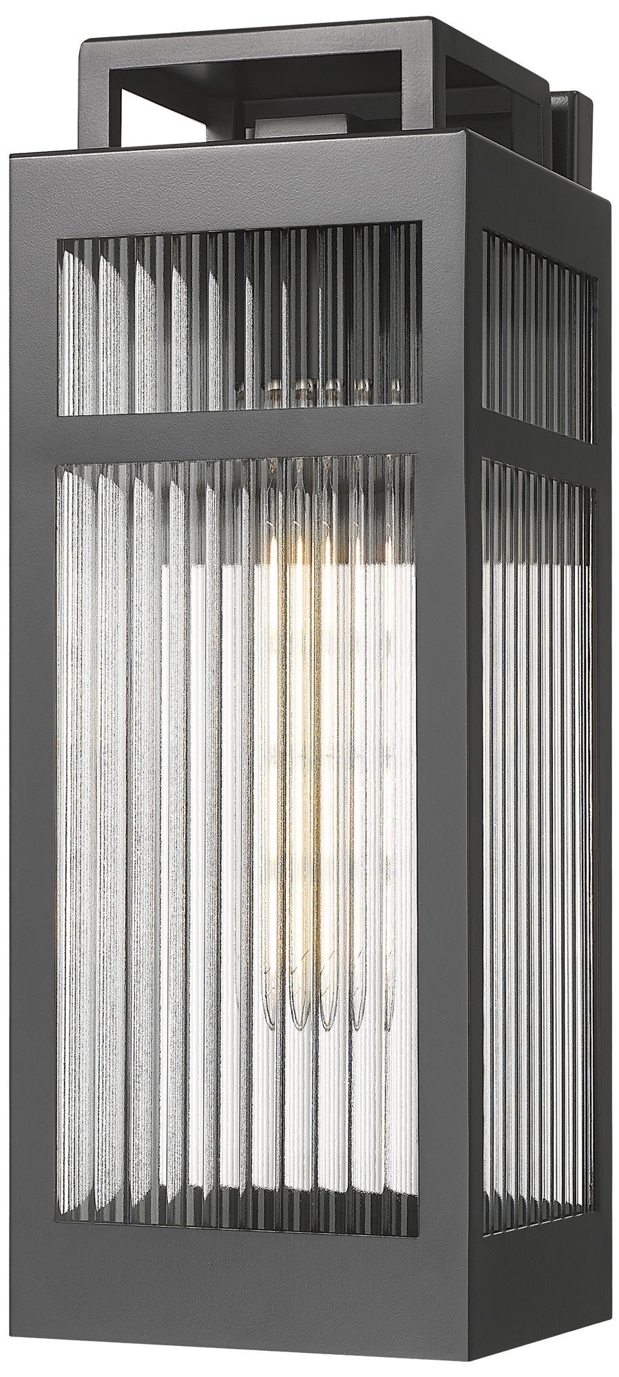 Ridgeway 6" Matte Black Coastal Outdoor Sconce With Striped Clear Glass