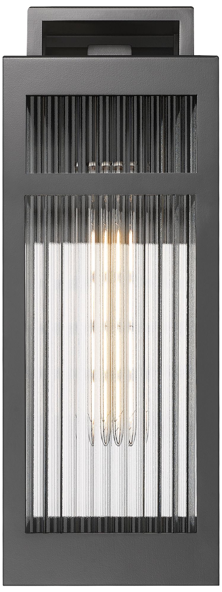 Image 2 Ridgeway 6" Matte Black Coastal Outdoor Sconce With Striped Clear Glass more views