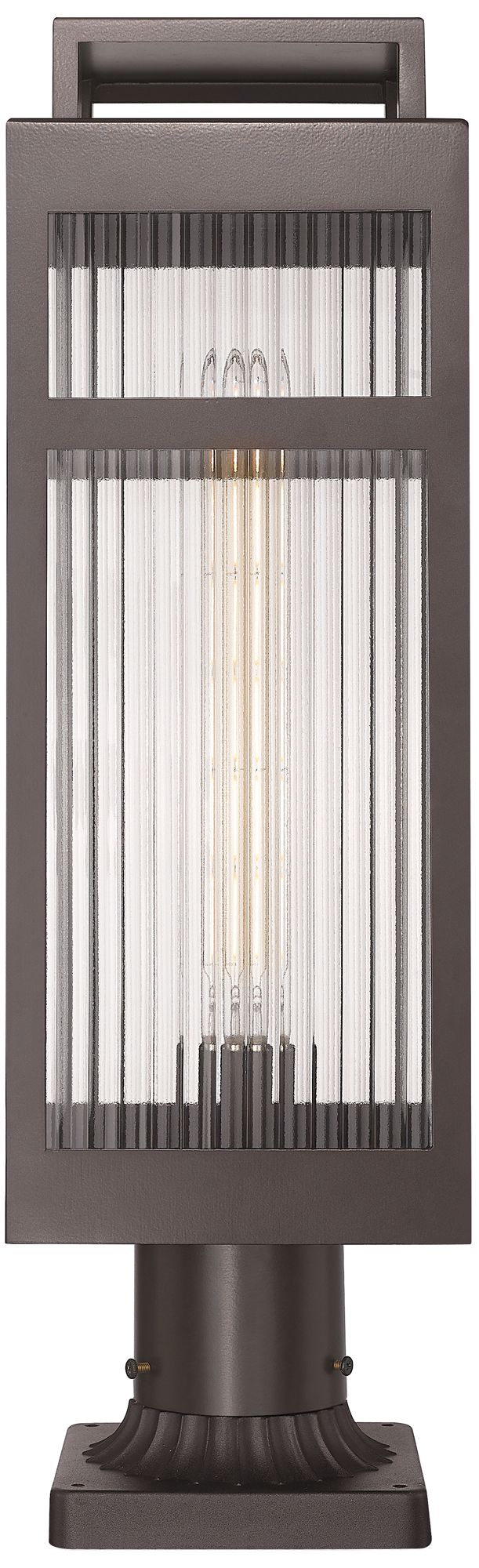 Image 2 Ridgeway 7" Bronze Outdoor Lantern Post Light With Striped Clear Glass more views