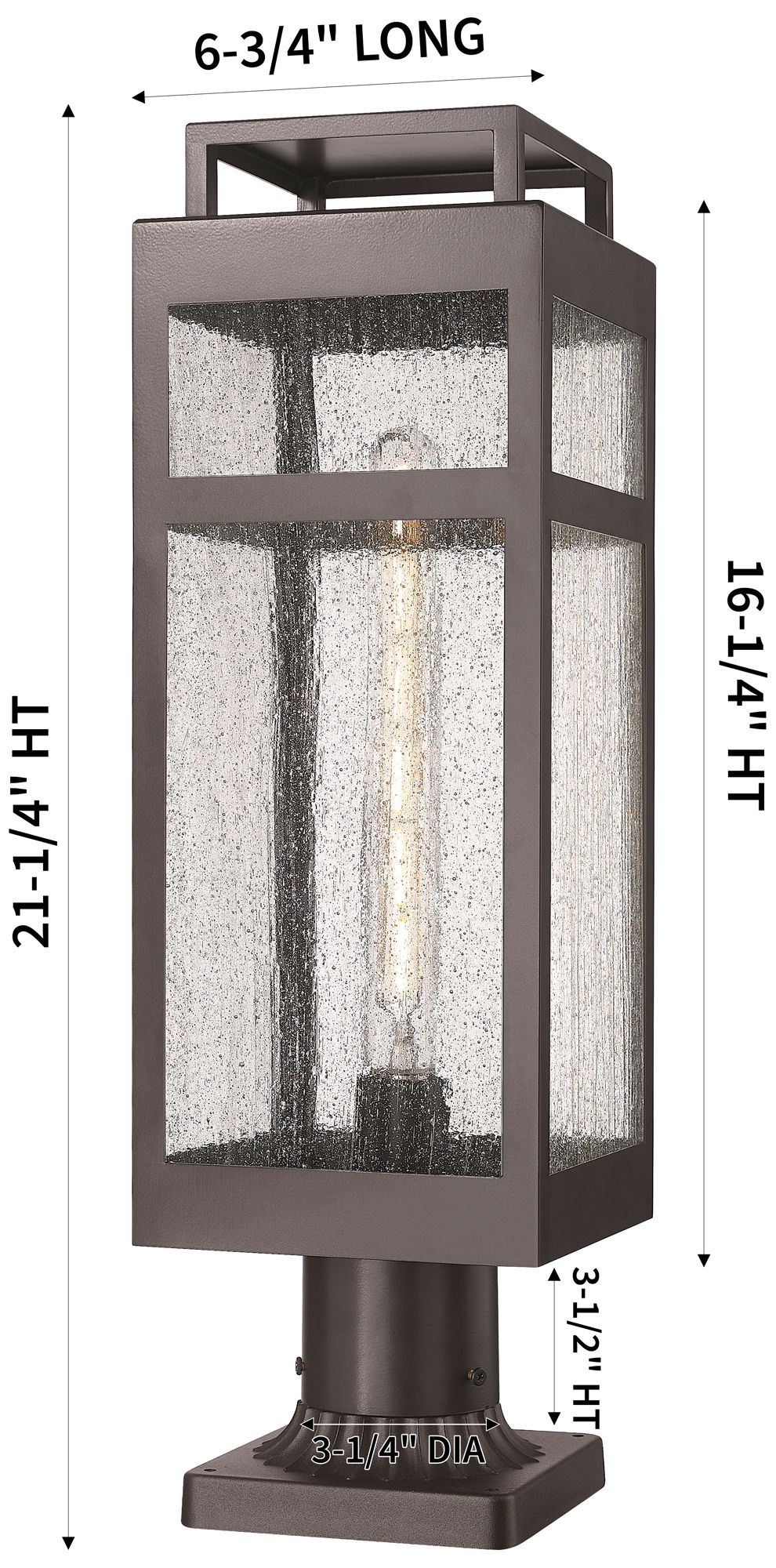 Image 3 Ridgeway 7" Bronze Outdoor Lantern Post Light With Striped Clear Glass more views