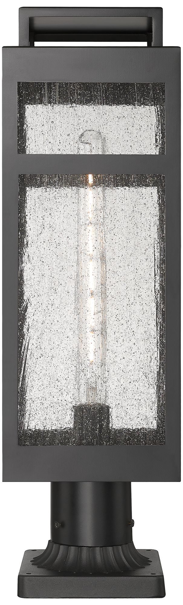 Image 2 Ridgeway 7" Matte Black Outdoor Lantern Post Light With Seeded Glass more views