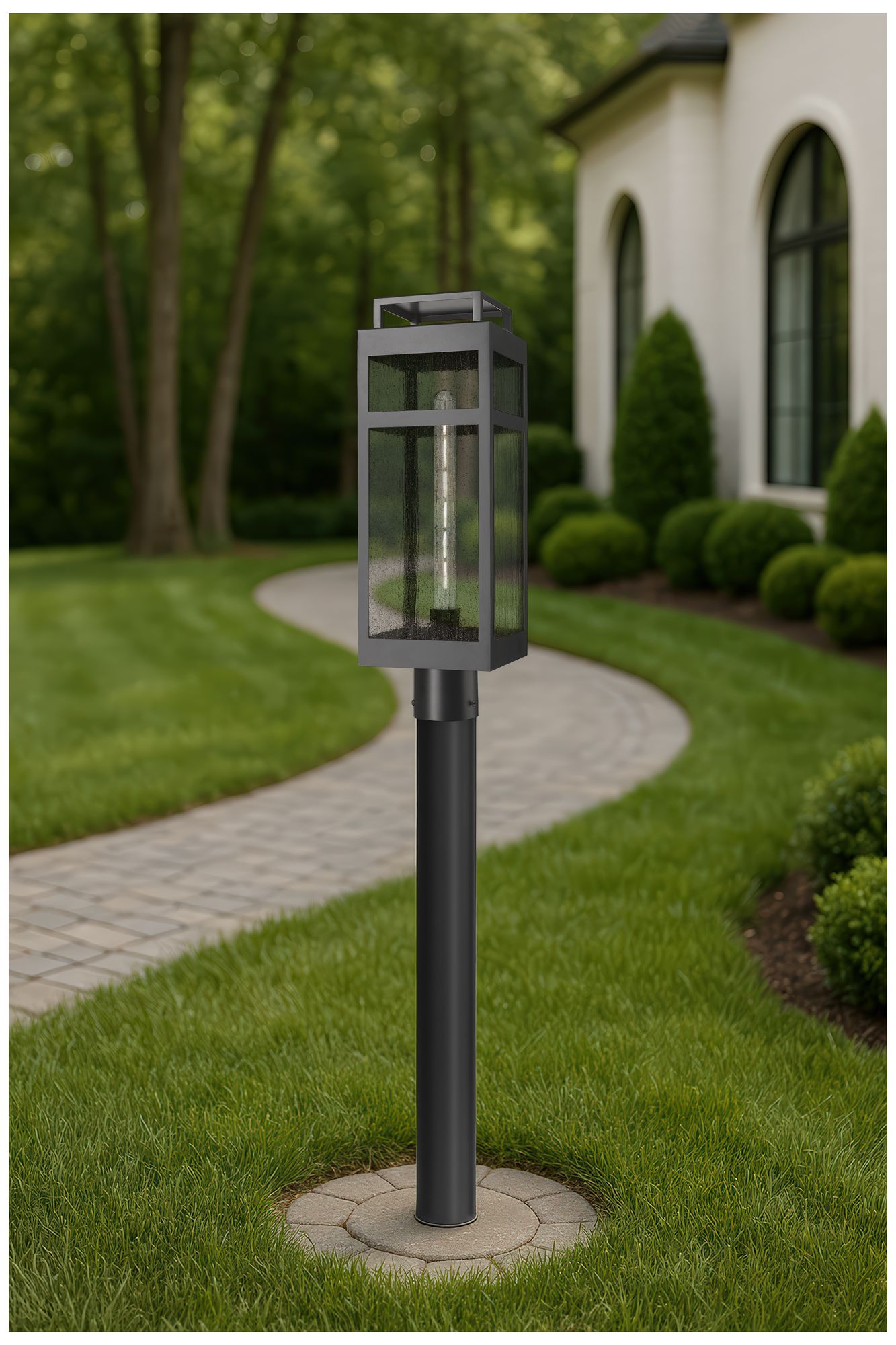 Image 3 Ridgeway 7" Matte Black Outdoor Lantern Post Light With Seeded Glass more views