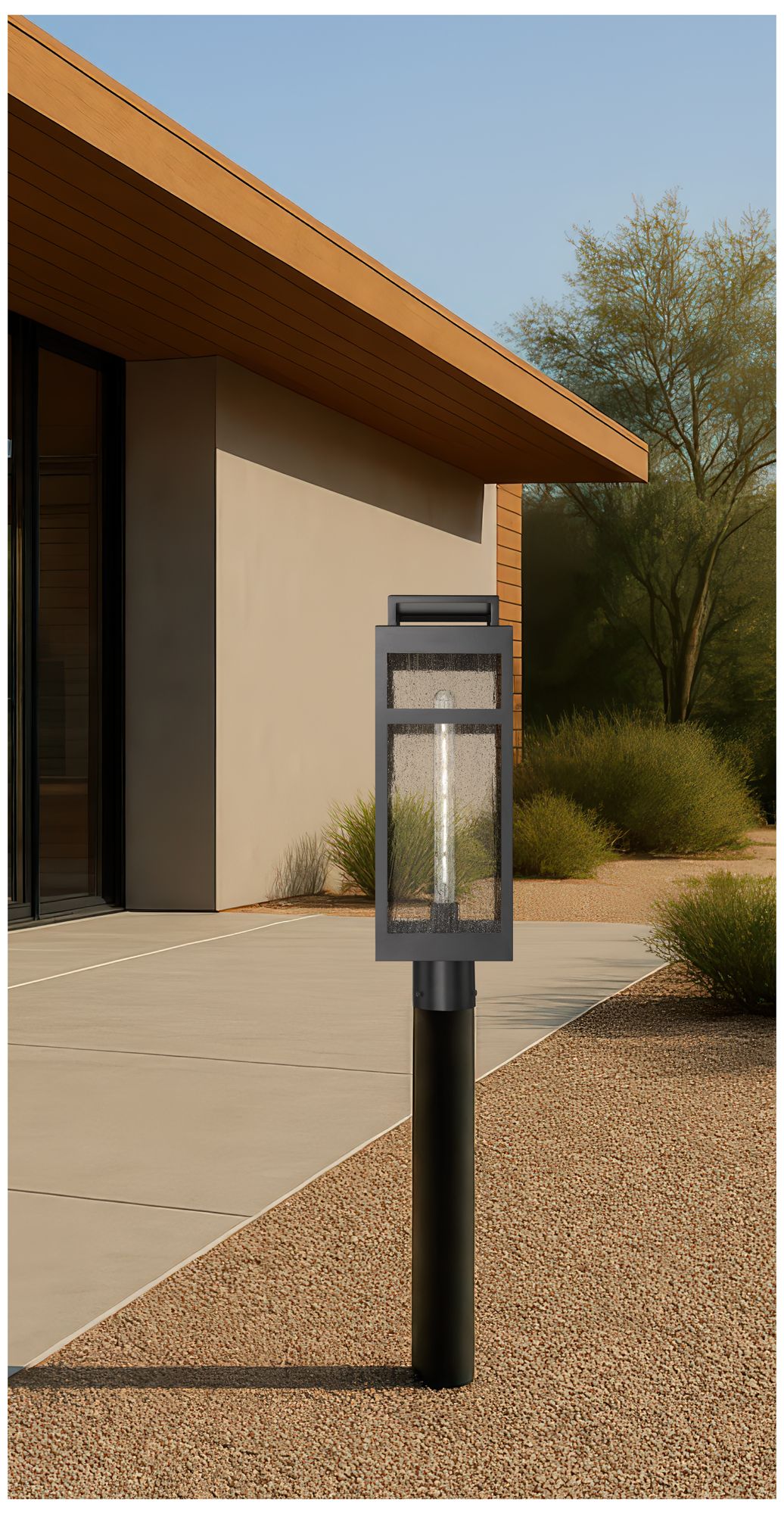 Image 4 Ridgeway 7" Matte Black Outdoor Lantern Post Light With Seeded Glass more views