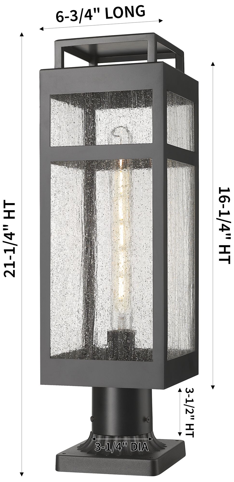 Image 5 Ridgeway 7" Matte Black Outdoor Lantern Post Light With Seeded Glass more views