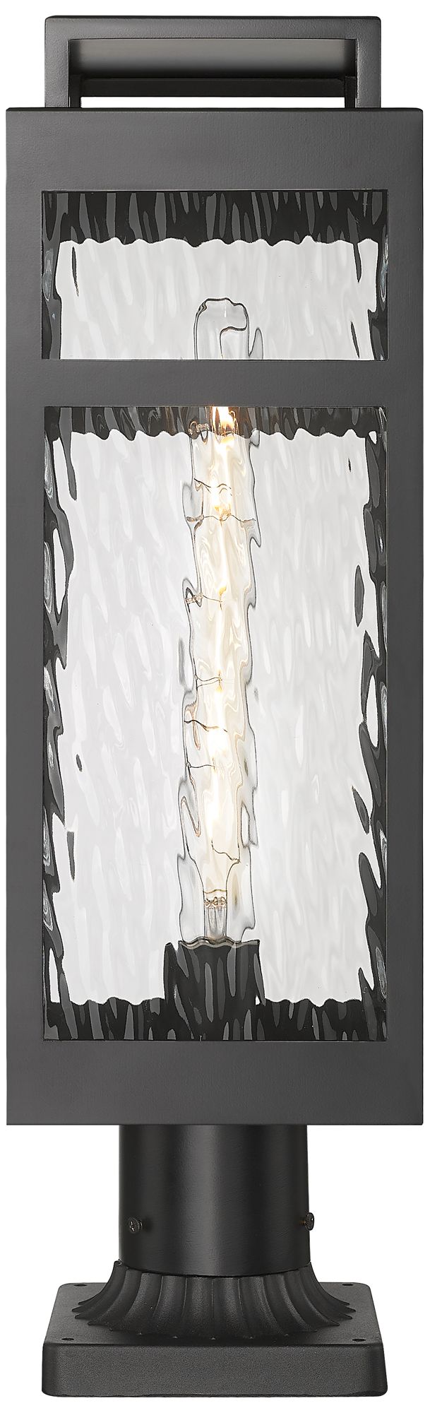 Image 2 Ridgeway 7" Matte Black Outdoor Lantern Post Light With Water Glass more views