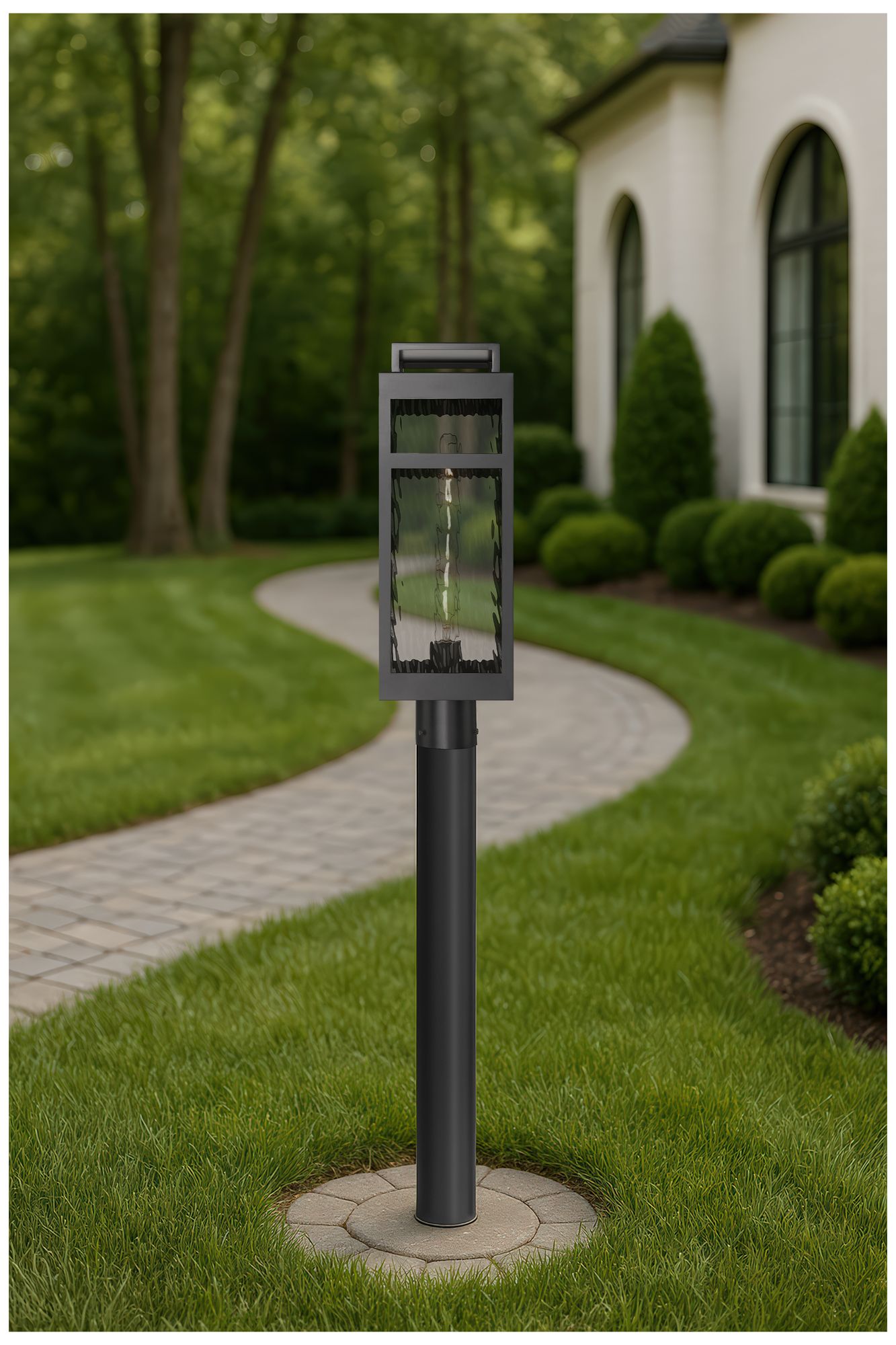 Image 4 Ridgeway 7" Matte Black Outdoor Lantern Post Light With Water Glass more views